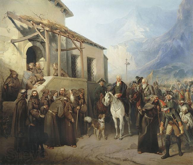 Creator:Adolf Charlemagne. Field Marshal Alexander Suvorov at the top of the St. Gotthard September 13